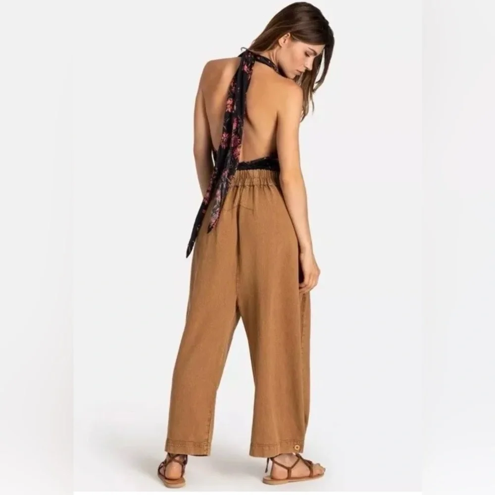 NWT FREE PEOPLE  There She Goes Bodysuit Satin Halter Neck Tie- size Medium